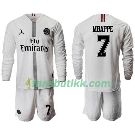 Fotballdrakt Paris Saint-Germain MBAPPE 7 Jodan Hvit Barn Tredjetrøye 2018/19 Langermet